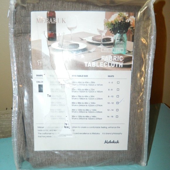 Mebakuk Oblong TableCloth Fabric Farmhouse Tablecloth 10/12 Seats - Picture 1 of 2
